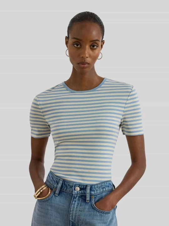 Zdjęcie produktu męski t-shirt o kroju regular fit z mieszanki bawełny Lauren Ralph Lauren Jasnoniebieski