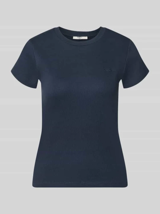 Zdjęcie produktu męski t-shirt o kroju regular fit z mieszanki bawełny model 'MERIDA' Pepe Jeans Granatowy