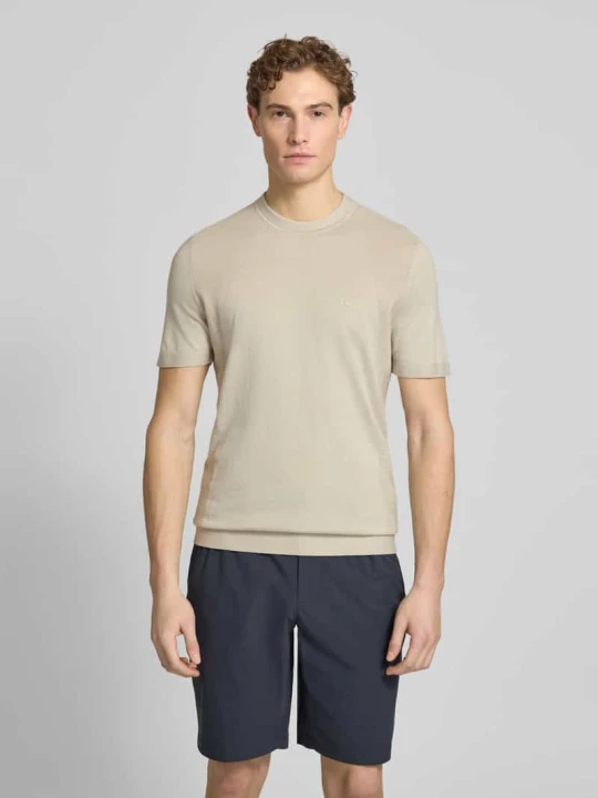 Zdjęcie produktu męski t-shirt o kroju regular fit z mieszanki bawełny model 'MOMENTUM-LITE' Boss Piaskowy