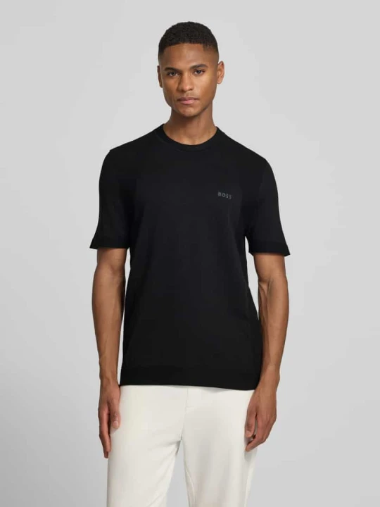 Zdjęcie produktu męski t-shirt o kroju regular fit z mieszanki bawełny model 'MOMENTUM-LITE' Boss Czarny