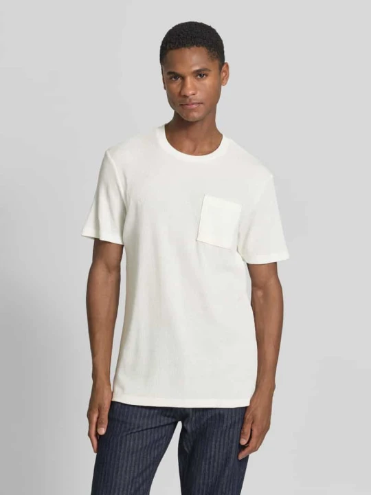 Zdjęcie produktu męski t-shirt o kroju regular fit z mieszanki bawełny s.Oliver Biały