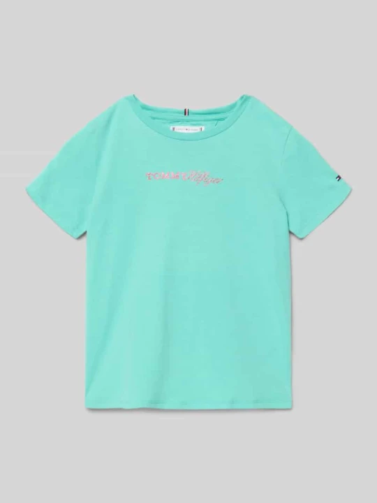 Zdjęcie produktu męski t-shirt o kroju regular fit z mieszanki bawełny Tommy Hilfiger Lazurowy