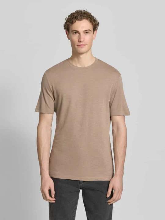 Zdjęcie produktu męski t-shirt o kroju regular fit z mieszanki lyocellu i lnu model 'DULEROSTEE' Hugo Jasnobrązowy
