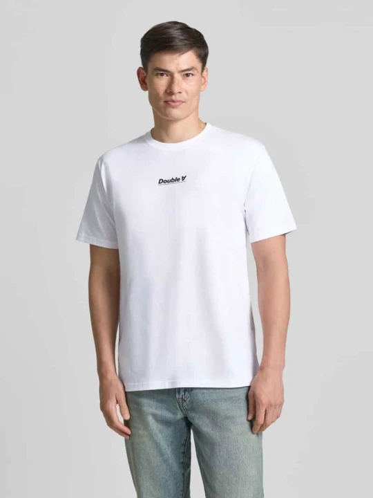 Zdjęcie produktu męski t-shirt o kroju regular fit z nadruk z logo model 'Ace' Wood Wood Biały