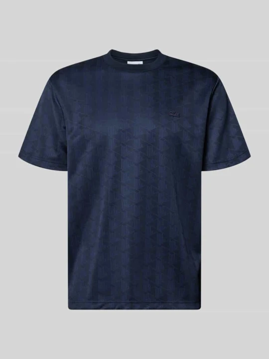 Zdjęcie produktu męski t-shirt o kroju regular fit z nadrukiem w monogramy Lacoste Ciemnoniebieski