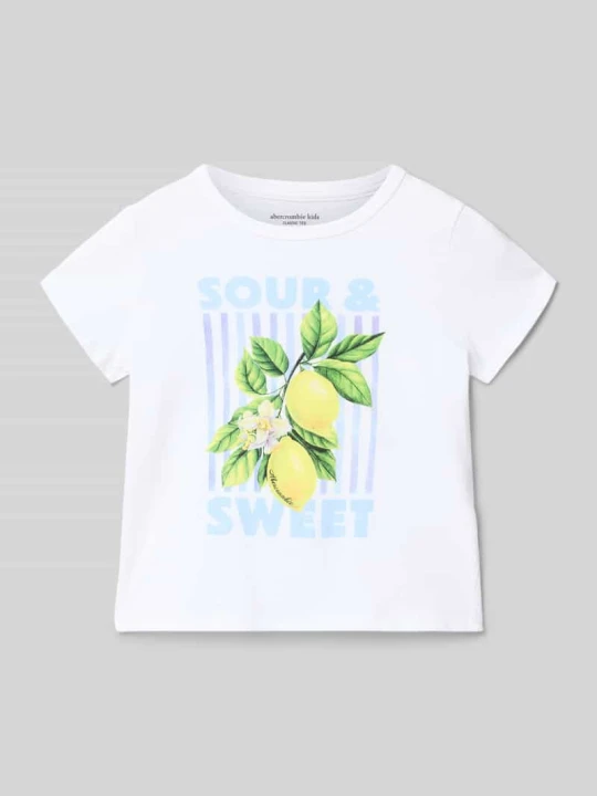 Zdjęcie produktu męski t-shirt o kroju regular fit z nadrukiem z motywem model 'SOUR & SWEET' Abercrombie & Fitch Biały