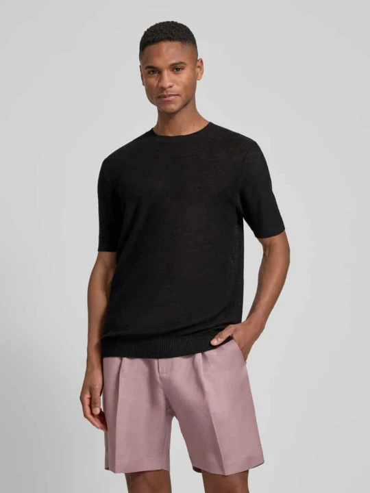 Zdjęcie produktu męski t-shirt o kroju slim fit z mieszanka lnu w imitacja dzianiny Antony Morato Czarny