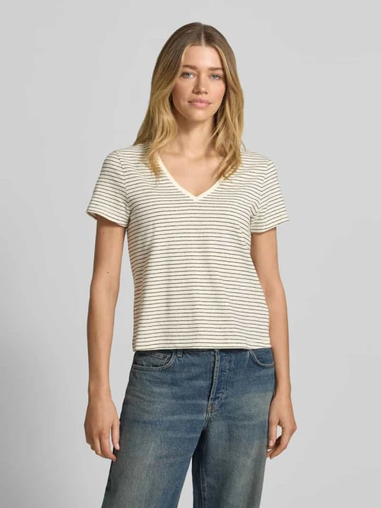Zdjęcie produktu męski t-shirt w kroju regular fit z mieszanki bawełny i lnu Tommy Hilfiger Piaskowy