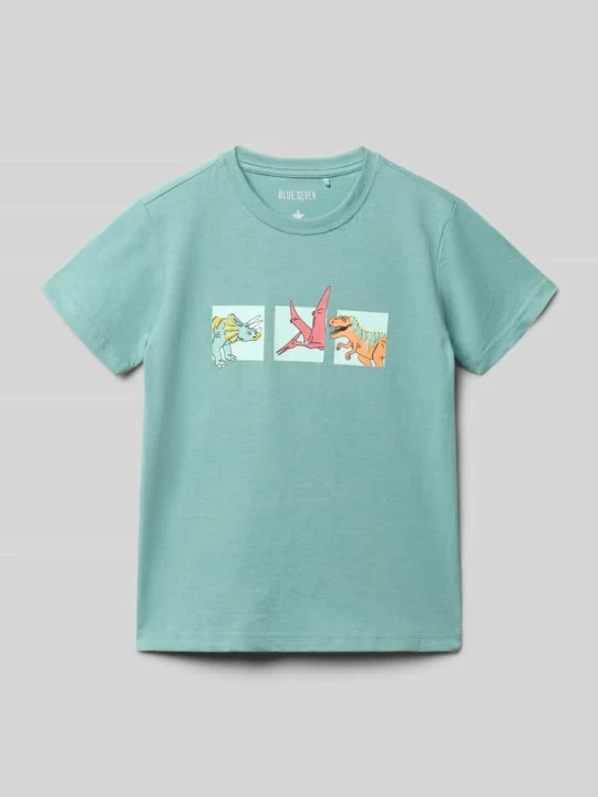 Zdjęcie produktu męski t-shirt w kroju regular fit z nadrukiem z motywem na całej powierzchni BLUE SEVEN