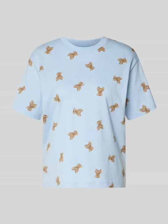Zdjęcie produktu męski t-shirt w kroju regular fit z nadrukiem z motywem na całej powierzchni Jake*s Jasnoniebieski