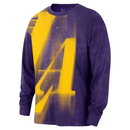 Zdjęcie produktu Męski T-shirt z długim rękawem do koszykówki Los Angeles Lakers Essential Anthem - Fiolet Nike