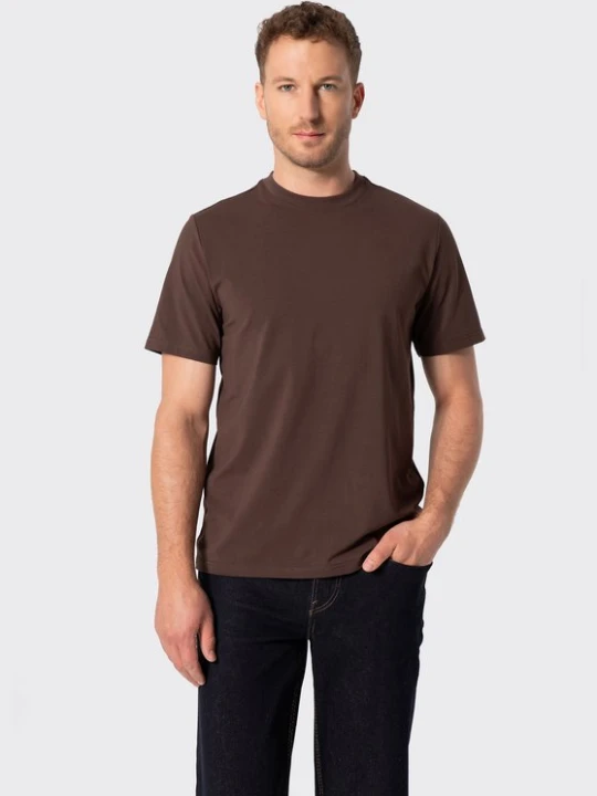 Zdjęcie produktu Męski T-shirt z merceryzowaną bawełną ciemny brąz Wittchen