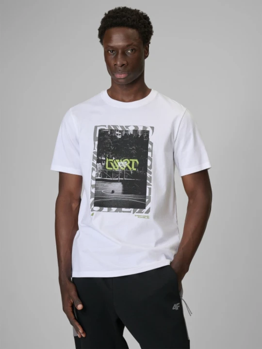 Zdjęcie produktu Męski t-shirt z nadrukiem 4F 4FRSS26TTSHM3769 - biały
