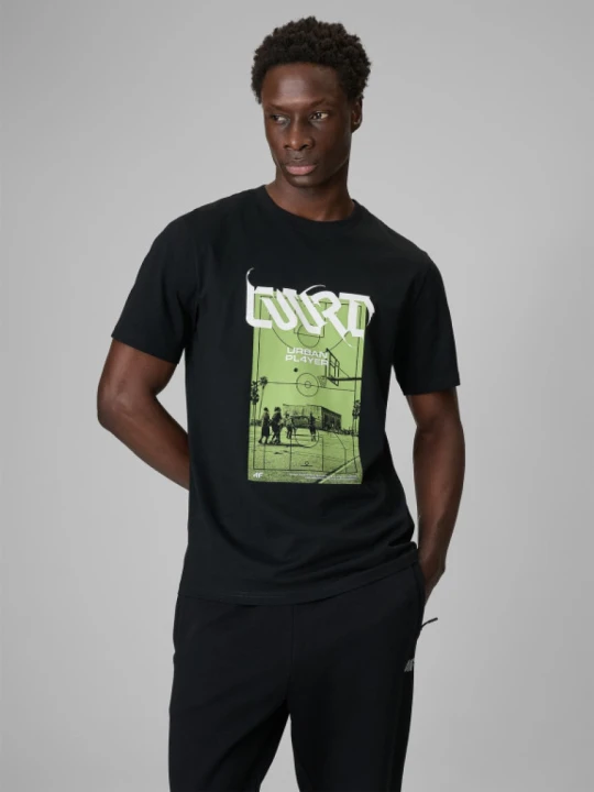 Zdjęcie produktu Męski t-shirt z nadrukiem 4F 4FRSS26TTSHM3770 - czarny