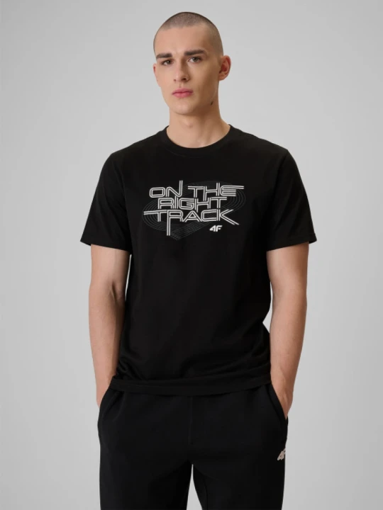 Zdjęcie produktu Męski t-shirt z nadrukiem 4F 4FRSS26TTSHM3804 - czarny