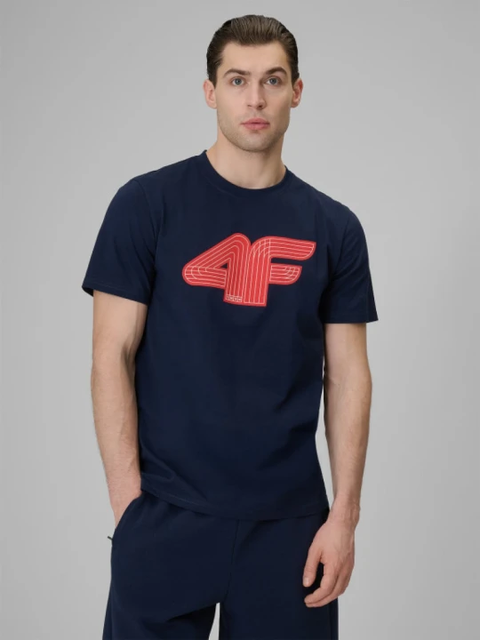 Zdjęcie produktu Męski t-shirt z nadrukiem 4F 4FRSS26TTSHM3805 - granatowy