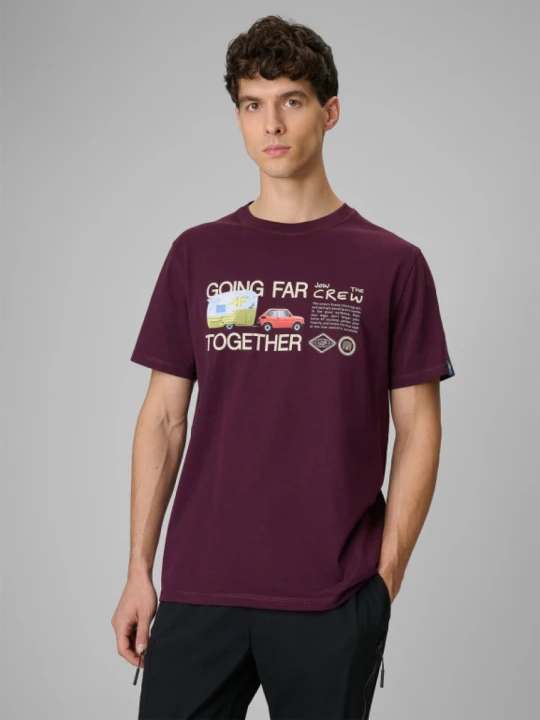 Zdjęcie produktu Męski t-shirt z nadrukiem 4F 4FRSS26TTSHM3810 - fioletowy