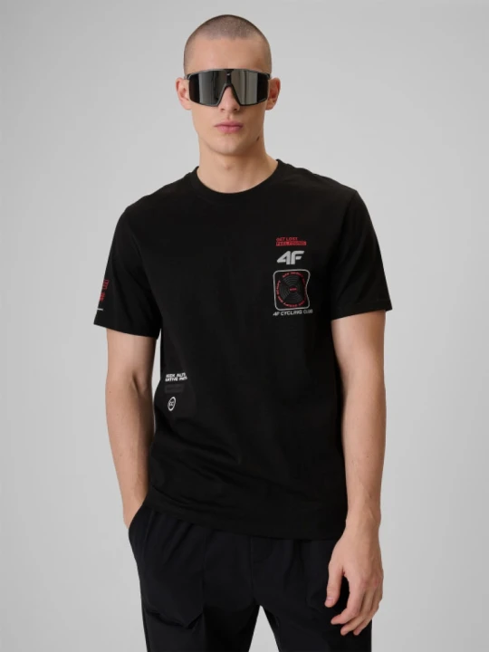 Zdjęcie produktu Męski t-shirt z nadrukiem 4F 4FRSS26TTSHM3872 - czarny