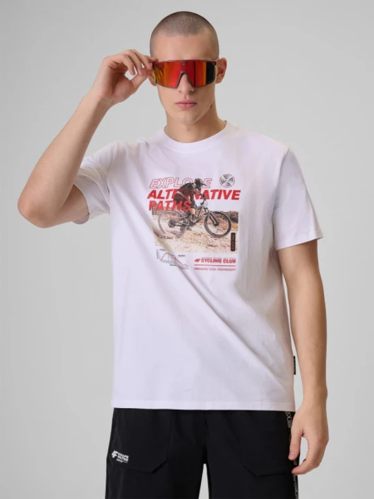 Zdjęcie produktu Męski t-shirt z nadrukiem 4F 4FRSS26TTSHM3875 - biały