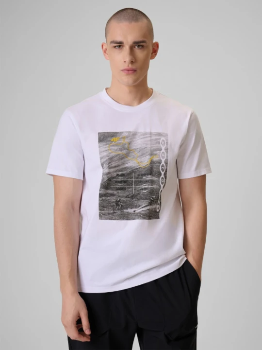 Zdjęcie produktu Męski t-shirt z nadrukiem 4F 4FRSS26TTSHM3876 - biały