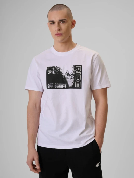 Zdjęcie produktu Męski t-shirt z nadrukiem 4F 4FRSS26TTSHM3878 - biały