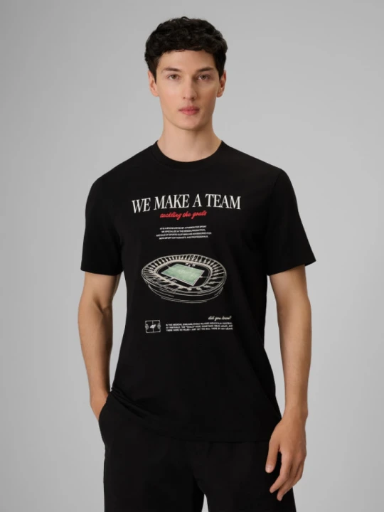Zdjęcie produktu Męski t-shirt z nadrukiem 4F 4FRSS26TTSHM3976 - czarny