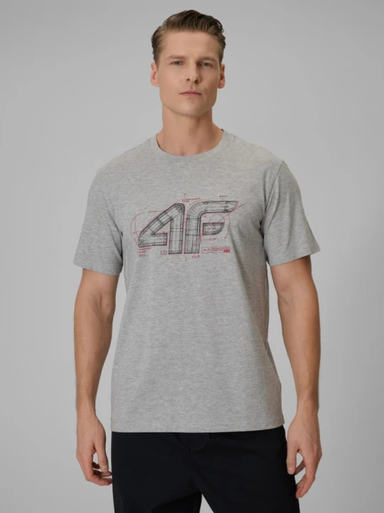 Zdjęcie produktu Męski t-shirt z nadrukiem 4F 4FRSS26TTSHM3989 - szary