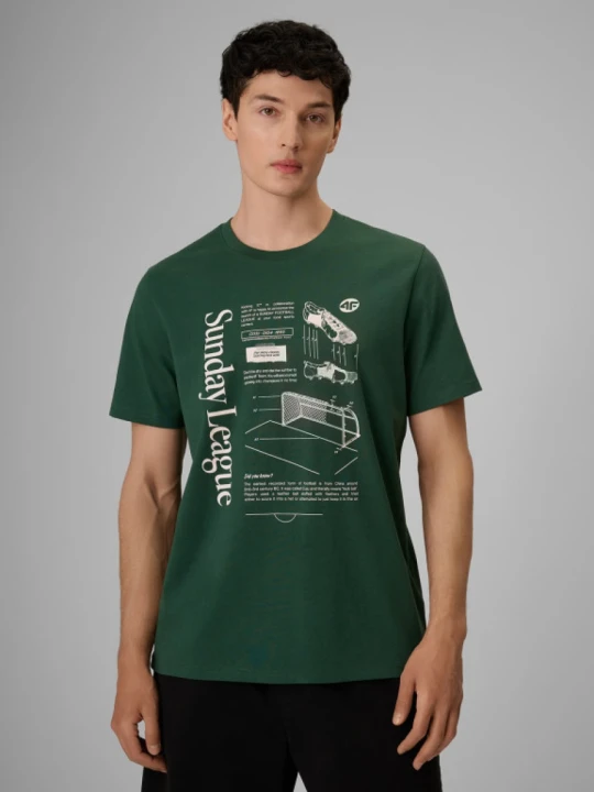 Zdjęcie produktu Męski t-shirt z nadrukiem 4F 4FRSS26TTSHM4008 - zielony