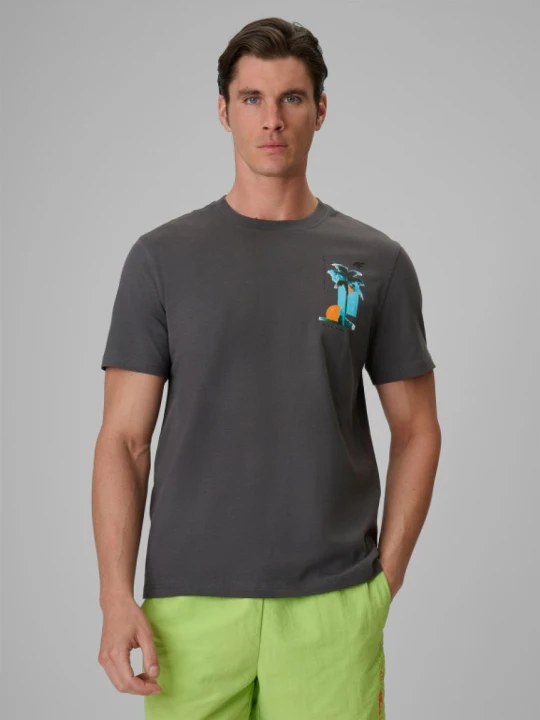 Zdjęcie produktu Męski t-shirt z nadrukiem 4F 4FRSS26TTSHM4301 - szary