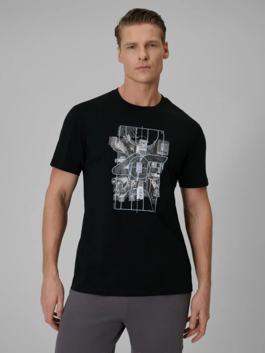 Zdjęcie produktu Męski t-shirt z nadrukiem 4F 4FWSS26TTSHM2664 - czarny