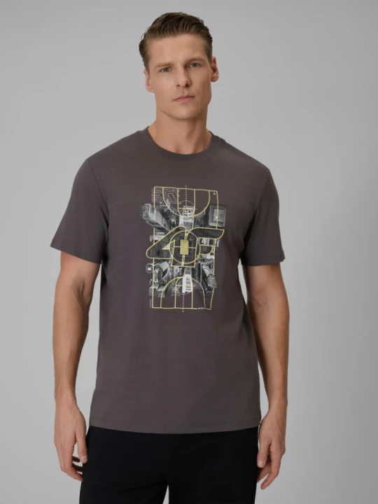 Zdjęcie produktu Męski t-shirt z nadrukiem 4F 4FWSS26TTSHM2664 - szary
