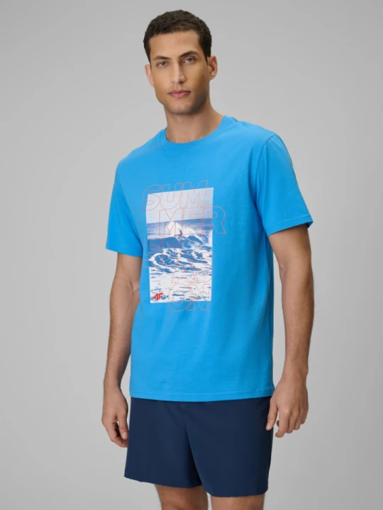 Zdjęcie produktu Męski t-shirt z nadrukiem 4F 4FWSS26TTSHM2783 - niebieski