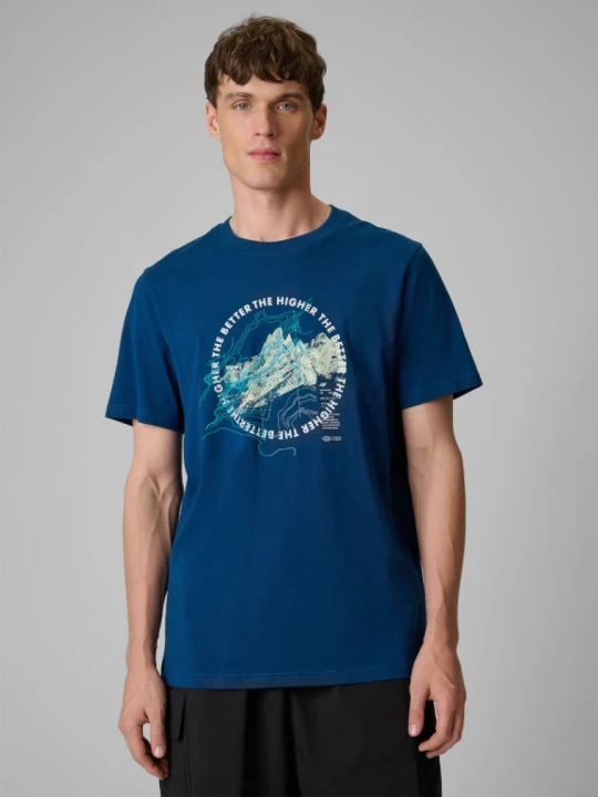 Zdjęcie produktu Męski t-shirt z nadrukiem 4F 4FWSS26TTSHM2822 - granatowy
