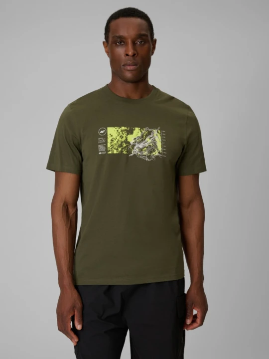 Zdjęcie produktu Męski t-shirt z nadrukiem 4F 4FWSS26TTSHM2823 - khaki