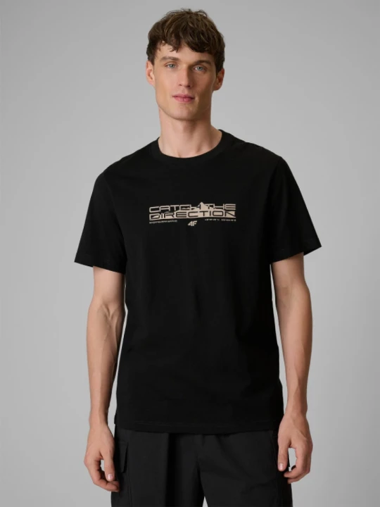 Zdjęcie produktu Męski t-shirt z nadrukiem 4F 4FWSS26TTSHM2824 - czarny