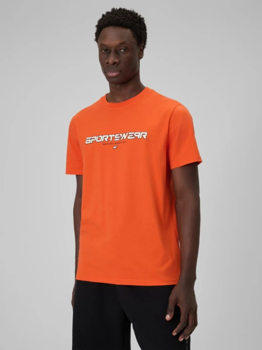 Zdjęcie produktu Męski t-shirt z nadrukiem 4F 4FWSS26TTSHM3033 - pomarańczowy