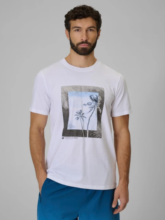 Zdjęcie produktu Męski t-shirt z nadrukiem 4F 4FWSS26TTSHM3034 - biały