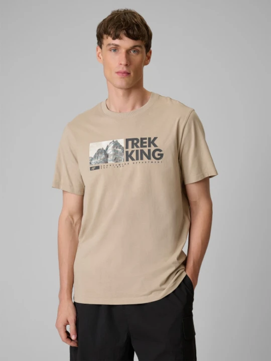 Zdjęcie produktu Męski t-shirt z nadrukiem 4F 4FWSS26TTSHM3321 - beżowy