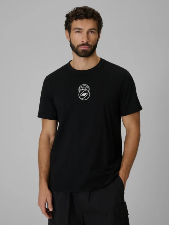 Zdjęcie produktu Męski t-shirt z nadrukiem 4F 4FWSS26TTSHM3328 - czarny