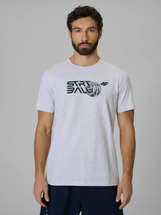 Zdjęcie produktu Męski t-shirt z nadrukiem 4F 4FWSS26TTSHM3331 - szary