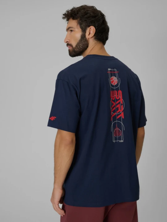 Zdjęcie produktu Męski t-shirt z nadrukiem 4F 4FWSS26TTSHM3334 - granatowy