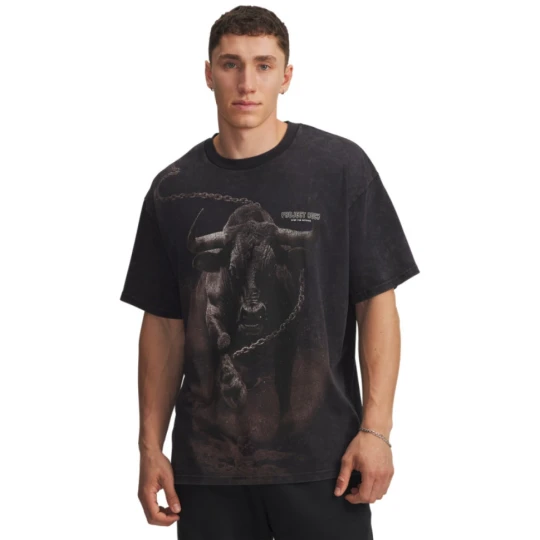 Zdjęcie produktu Męski t-shirt z nadrukiem Under Armour Project Rock Washed HWT - czarny