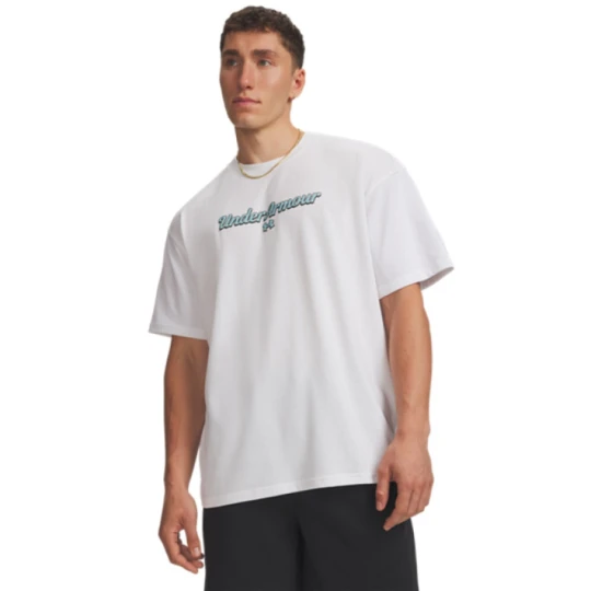 Zdjęcie produktu Męski t-shirt z nadrukiem Under Armour UA Heavyweight Wordmark - biały