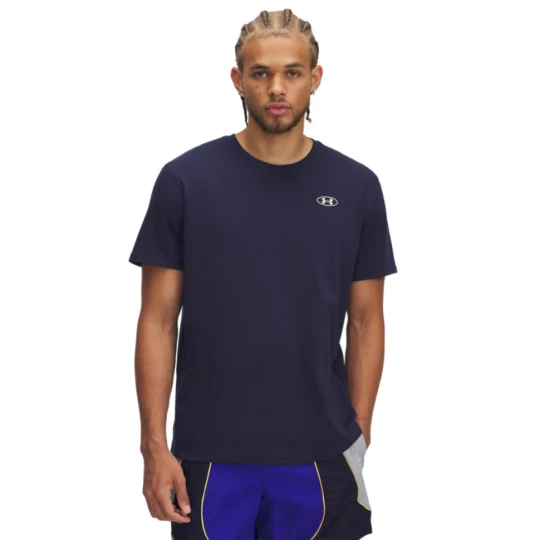 Zdjęcie produktu Męski t-shirt z nadrukiem Under Armour UA Hw Lc Patch SS - granatowy