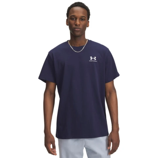 Zdjęcie produktu Męski t-shirt z nadrukiem Under Armour UA Logo Emb Heavyweight SS - granatowy