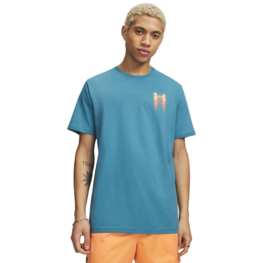 Zdjęcie produktu Męski t-shirt z nadrukiem Under Armour UA M Blur Logo SS - niebieski