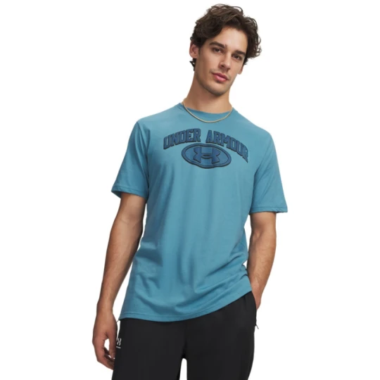 Zdjęcie produktu Męski t-shirt z nadrukiem Under Armour UA M WM Locker Tag Short Sleeve - niebieski