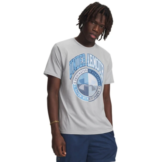 Zdjęcie produktu Męski t-shirt z nadrukiem Under Armour UA Varsity Crest - szary