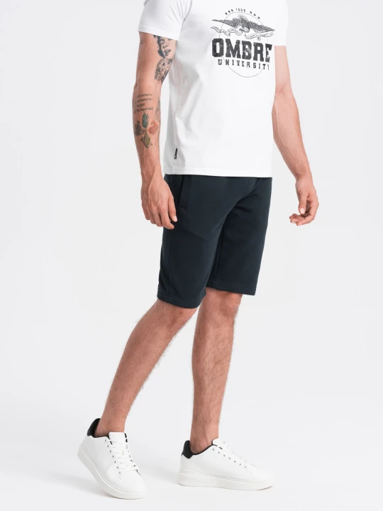 Zdjęcie produktu Męskie bawełniane szorty dresowe BASIC – czarne V9 Ombre Clothing