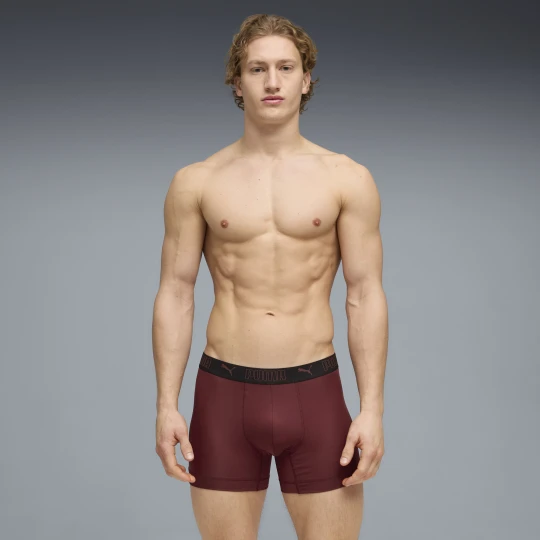 Zdjęcie produktu Męskie bokserki z mikrofibry PUMA Sport (dwupak), Odzież, Czerwony Bordeaux